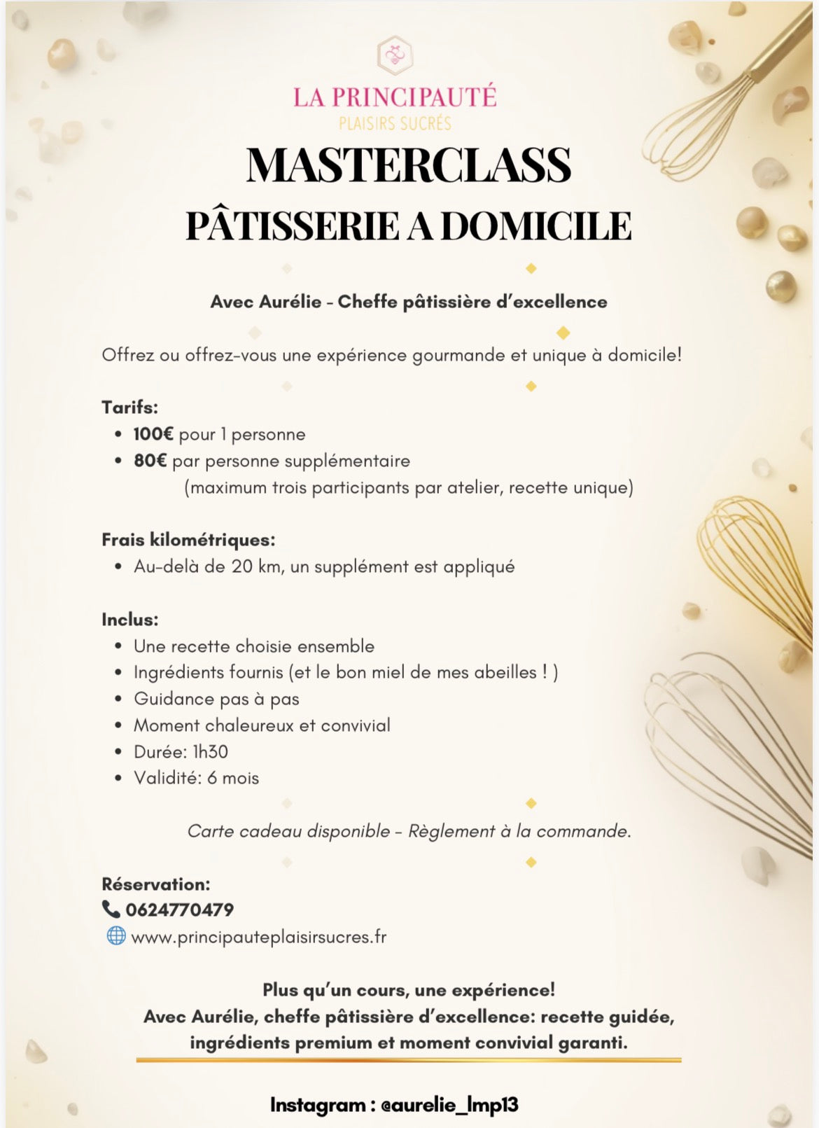 MASTERCLASS PÂTISSERIE à domicile